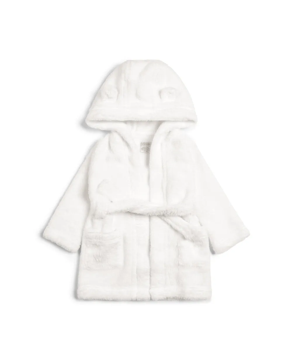 Faux Fur Dressing Gown - White