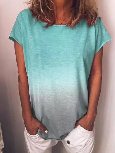 Round Neck Solid Color Tops