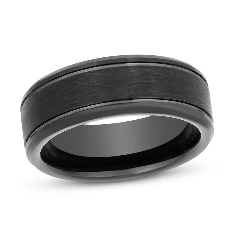 8mm Wedding Band Black Tungsten Carbide