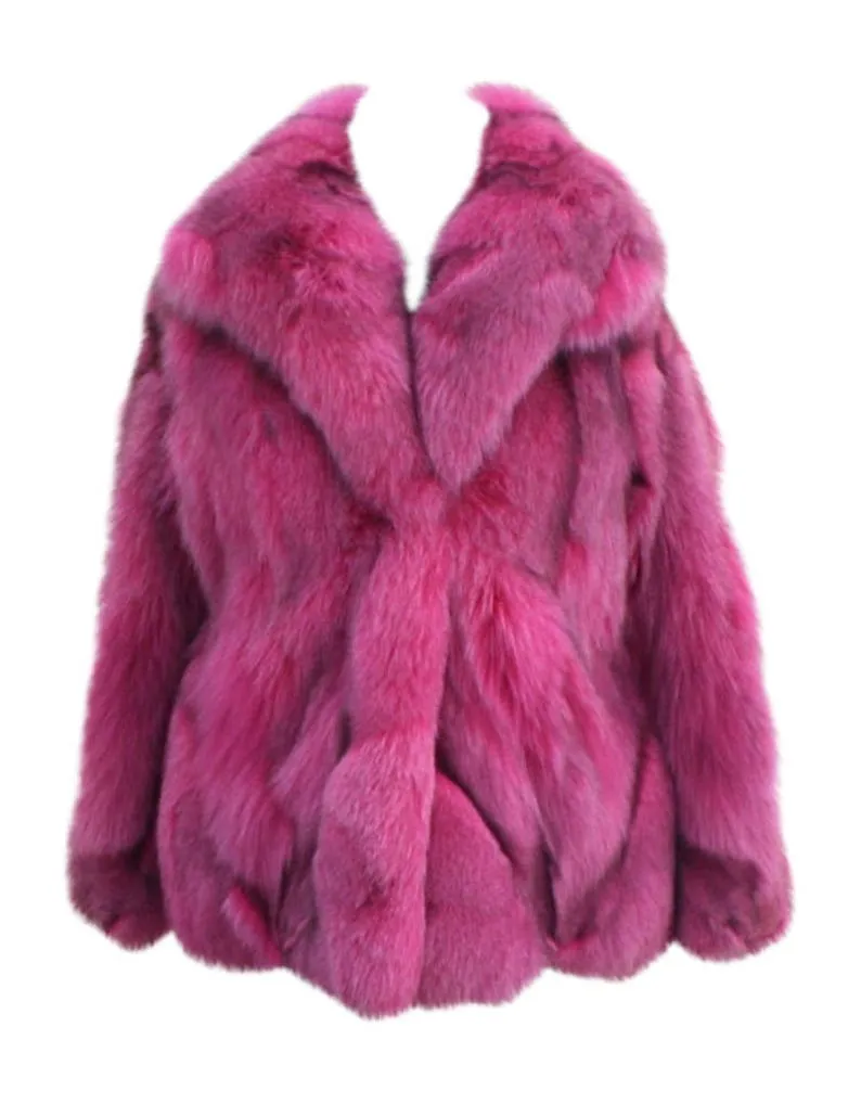 Neon Pink Fur Waist Length Jacket