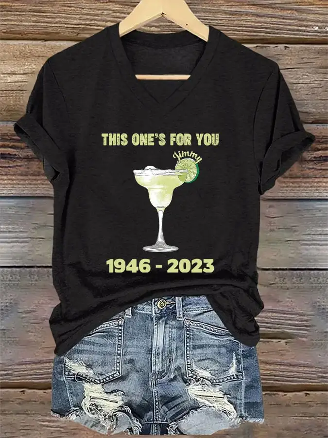 V-Neck Retro This One's For You Jimmy 1946-2023 Print T-Shirt