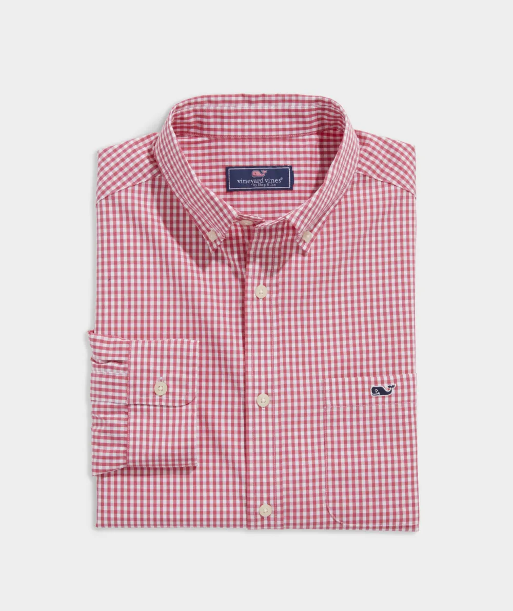 Stretch Poplin Gingham Shirt