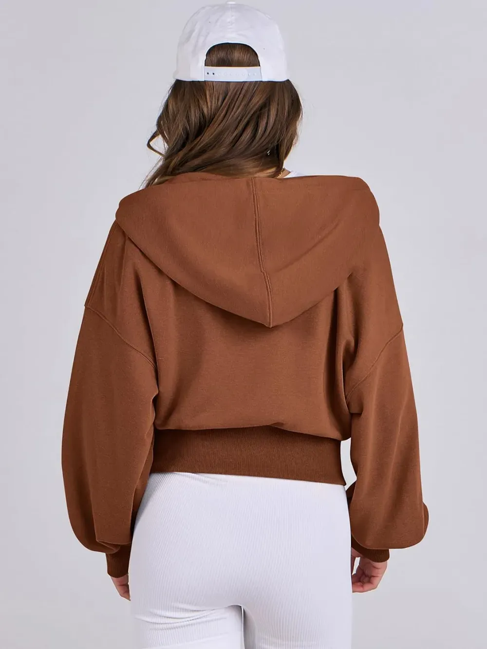 Women's Zip Up Hoodies Cropped Sweatshirts Full Zip Jackets Casual Fashion Fall Outfits Winter Clothes