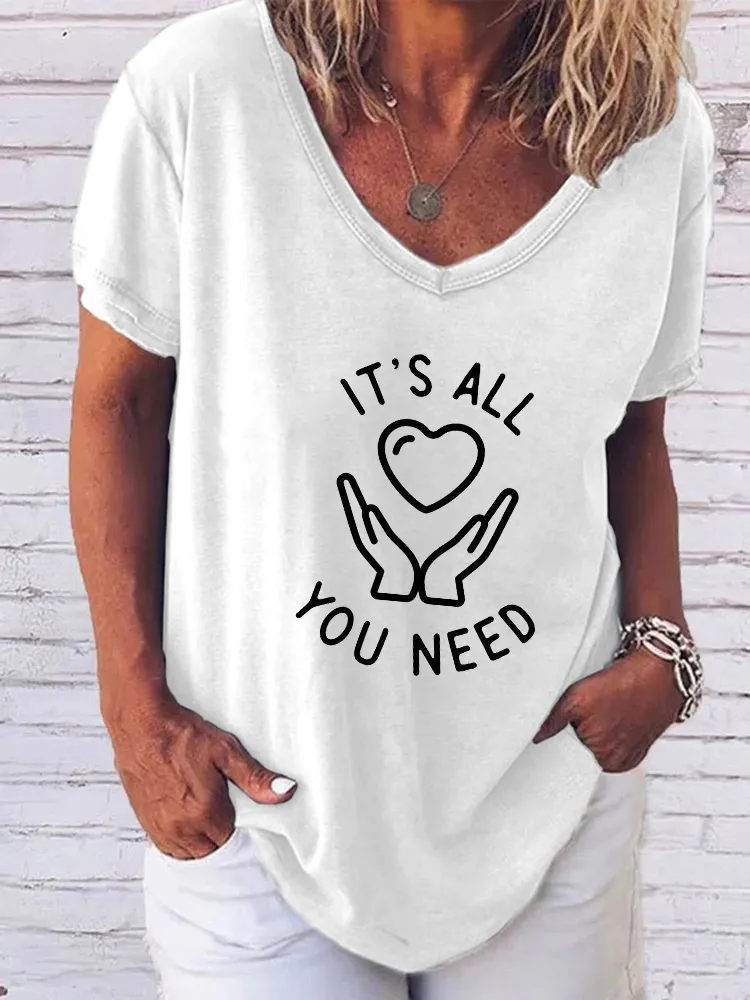 Women'S Pride Month It' All You Need V-Neck Short-Sleeved T-Shirt