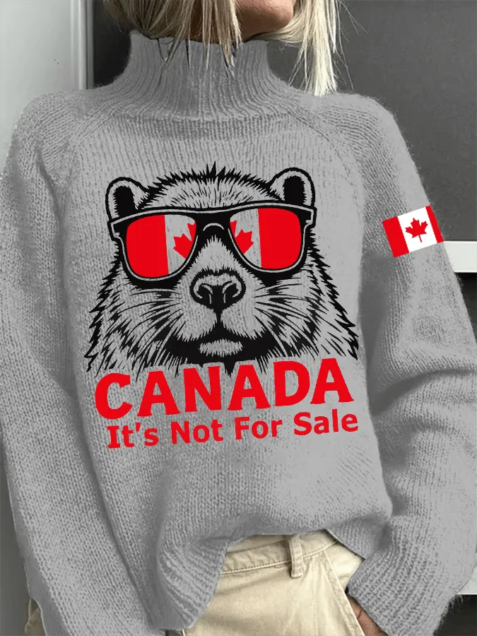 Women's  Canada is Not for Sale Print Turtleneck Sweater