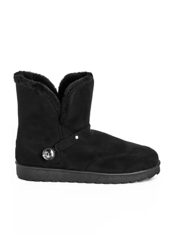 Faux Fur Slip On Buckle Bootie