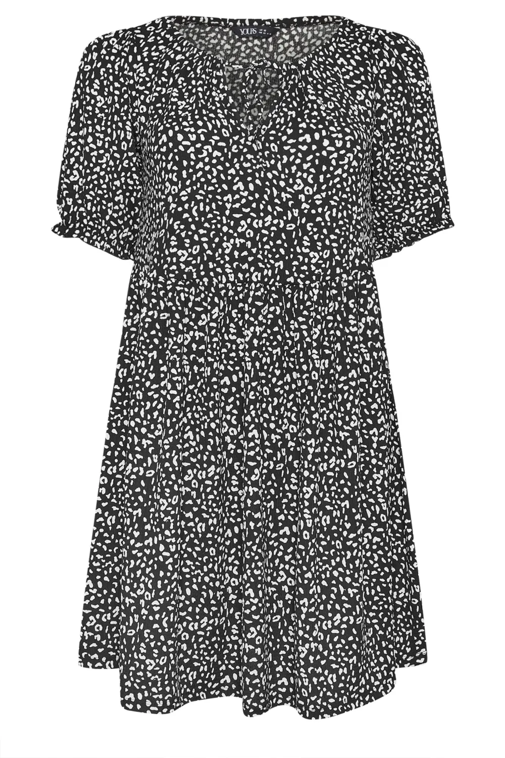 YOURS Curve Black Floral Print Textured Mini Dress