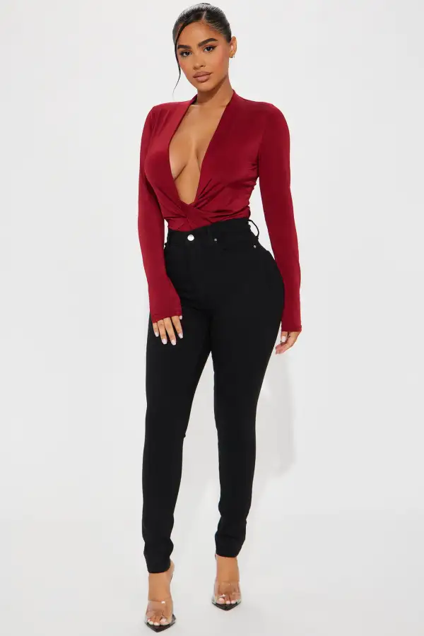 Lizette Twist Front Bodysuit - Wine