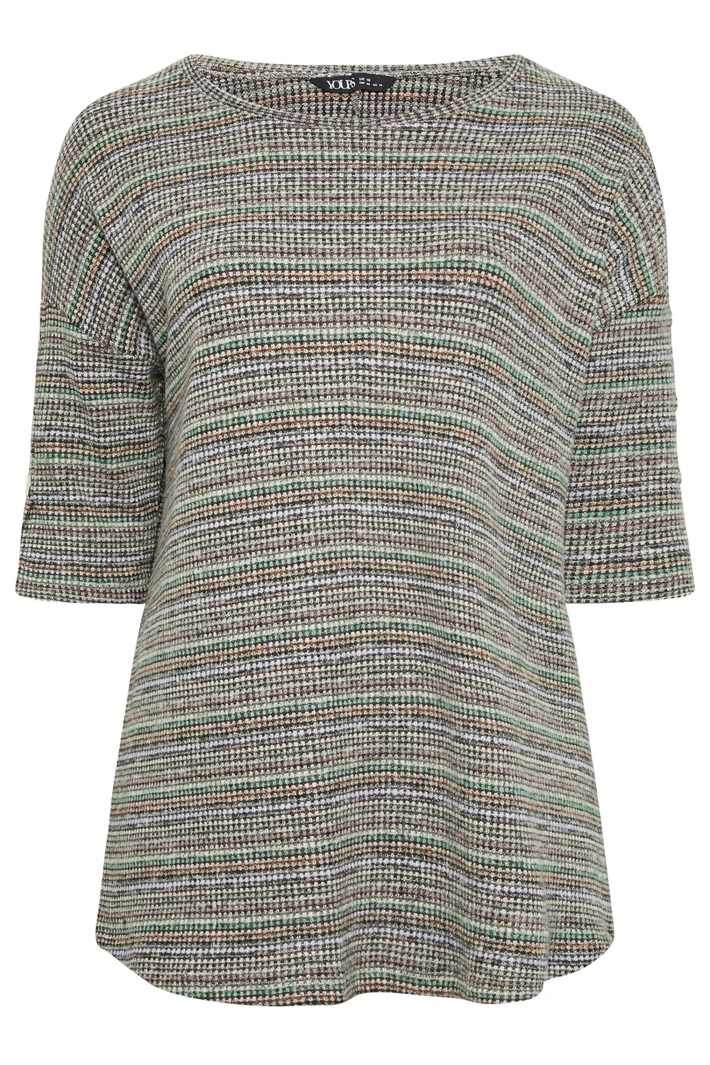 YOURS Curve Grey Knit Button Sleeve Soft Touch Jumper