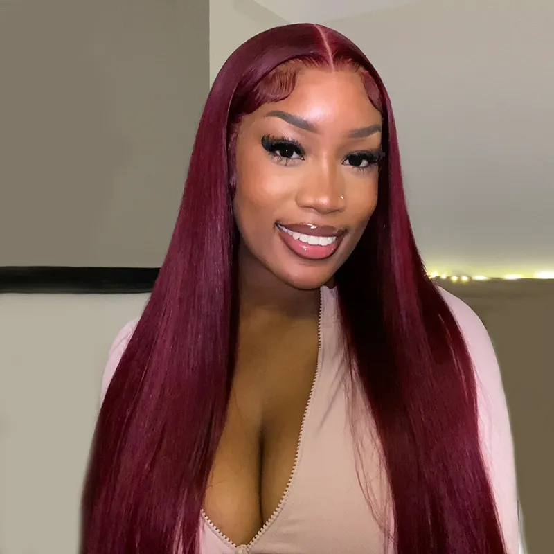 Affordable #99J Body Wave Wig Sterly Burgundy 13x6 Lace Front Human Hair Wigs