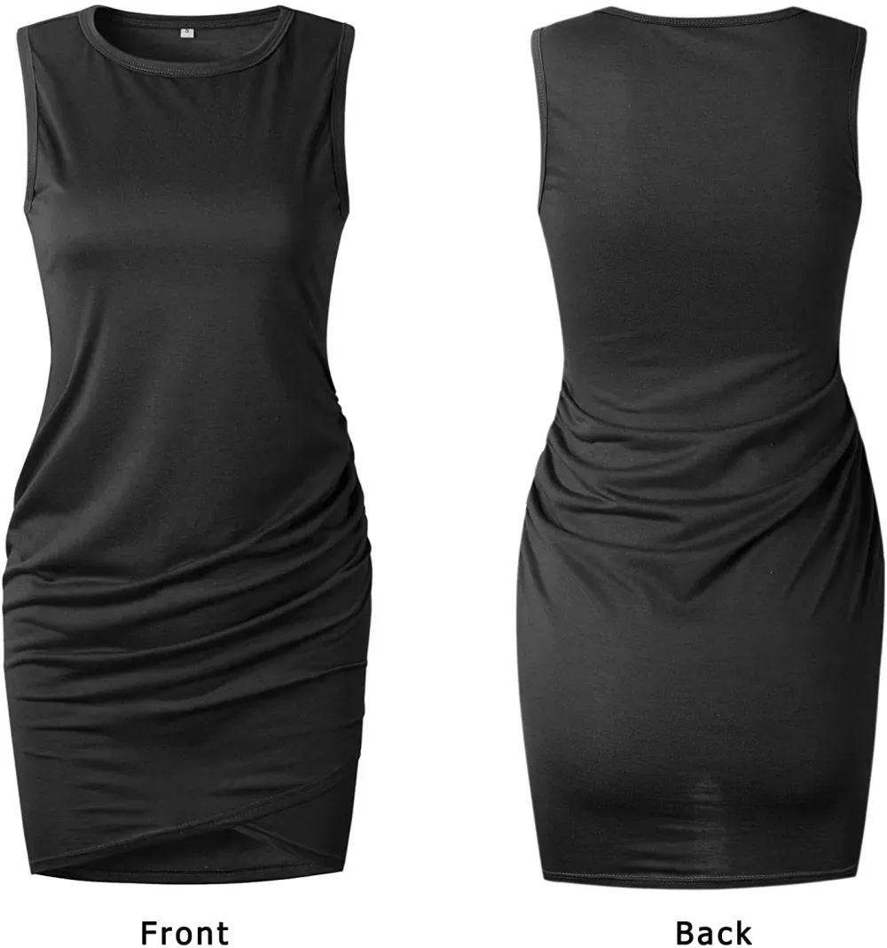 Woman's Ruched Tank Sleeveless Short Mini Dress