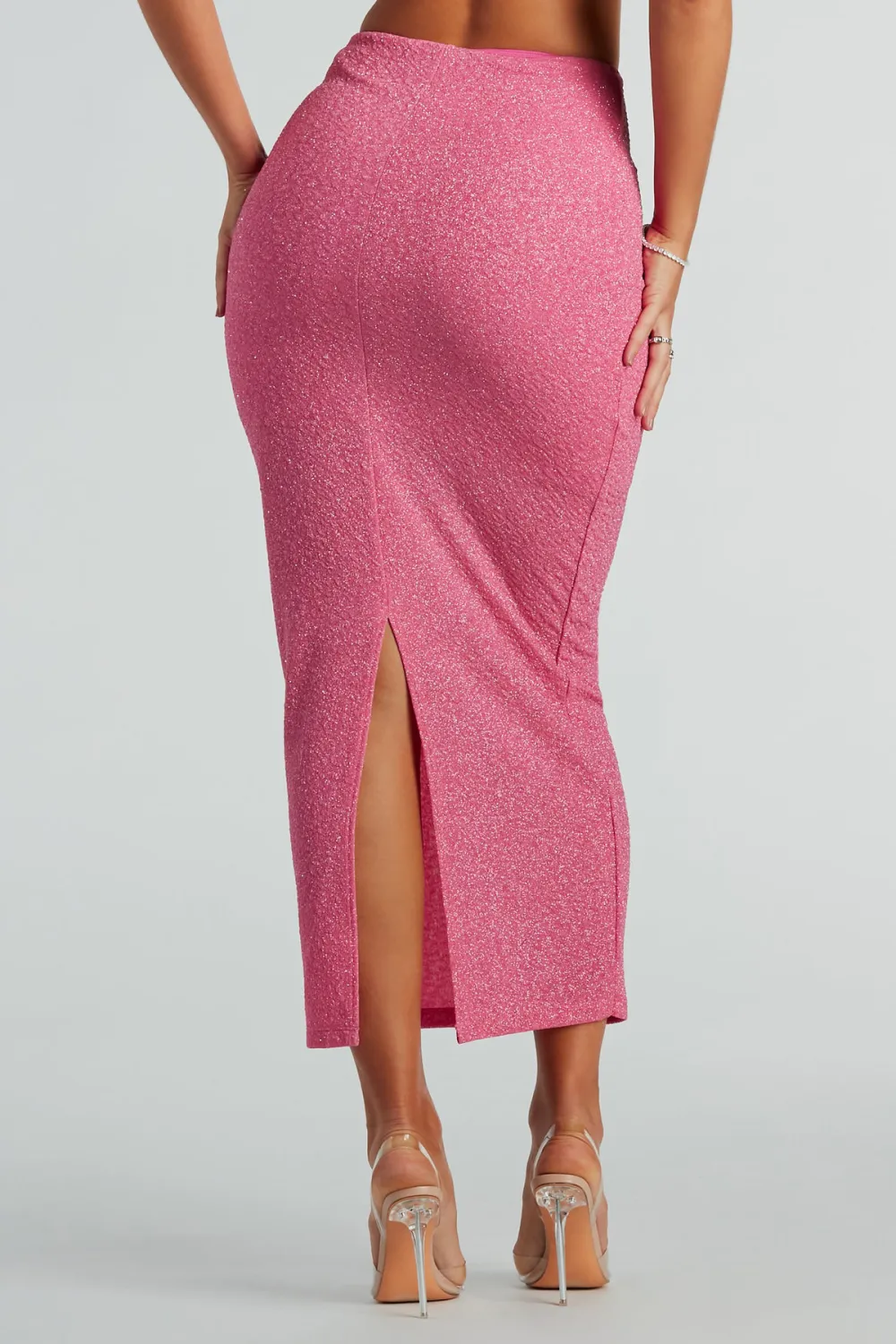 Glittery Vibes High Slit Maxi Skirt Set