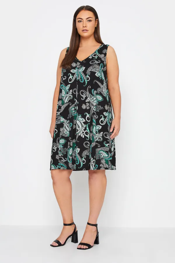 Evans Black Paisey Print Swing Dress