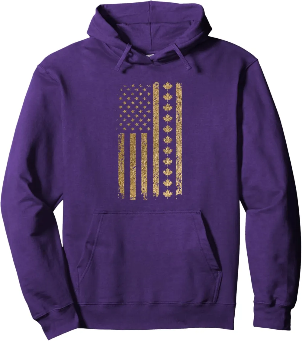 Our 51st state of America American Flag with Canada Maple Pullover Hoodie