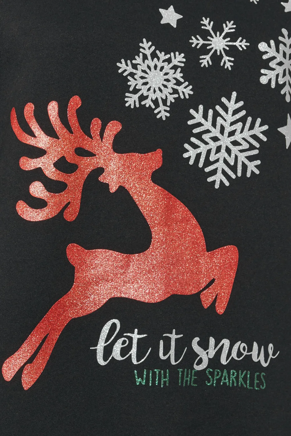 YOURS Curve Black 'Let It Snow' Reindeer Print Sweatshirt