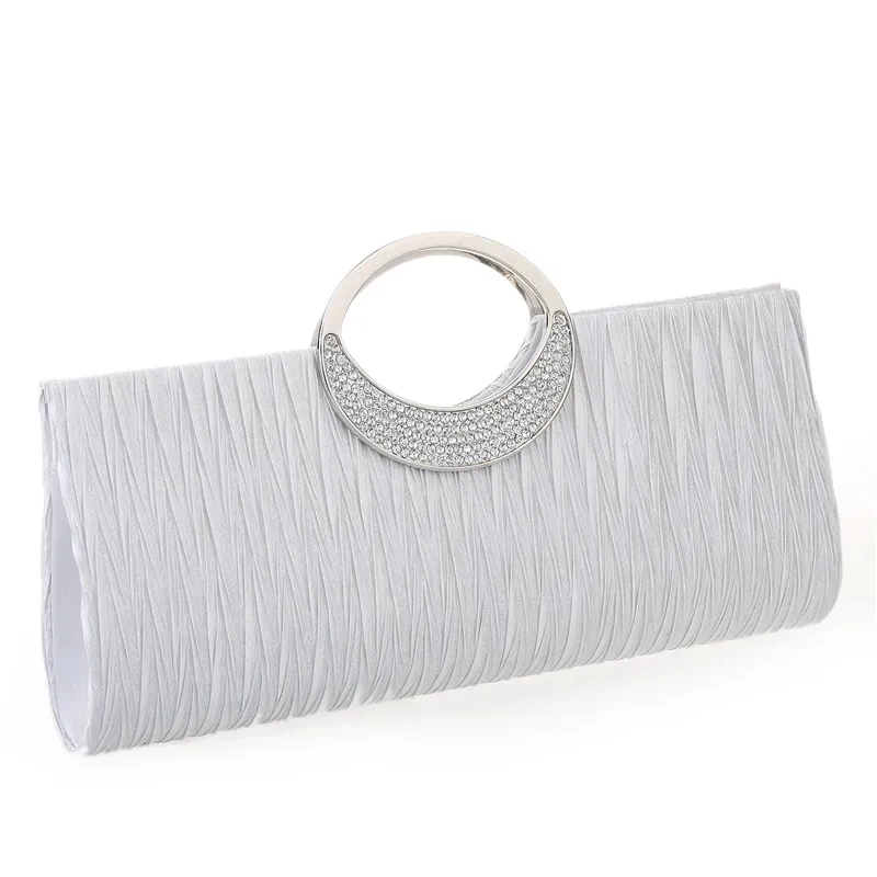 Women's pleated hand-carved evening bag with diamonds