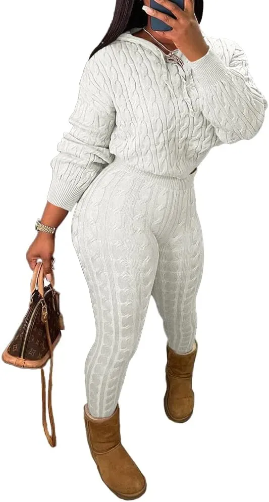 Knit Two Piece Outfits For Women Sweater Sets