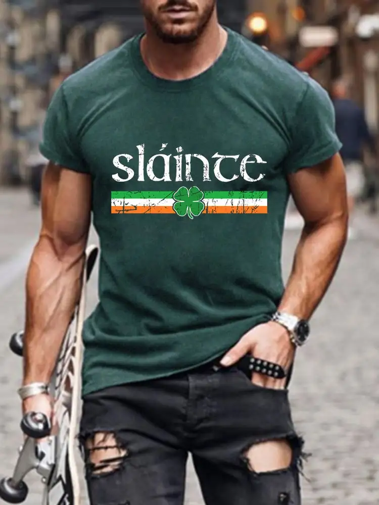 Men's Slaince Shamrock Print Short Sleeve T-Shirt
