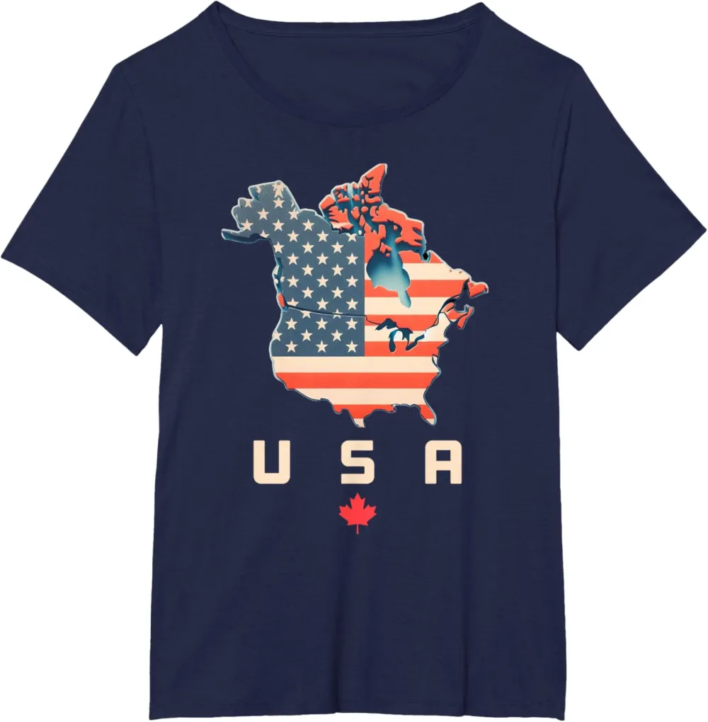 Shirt with Canada and USA map - Annex America’s 51st state! T-Shirt