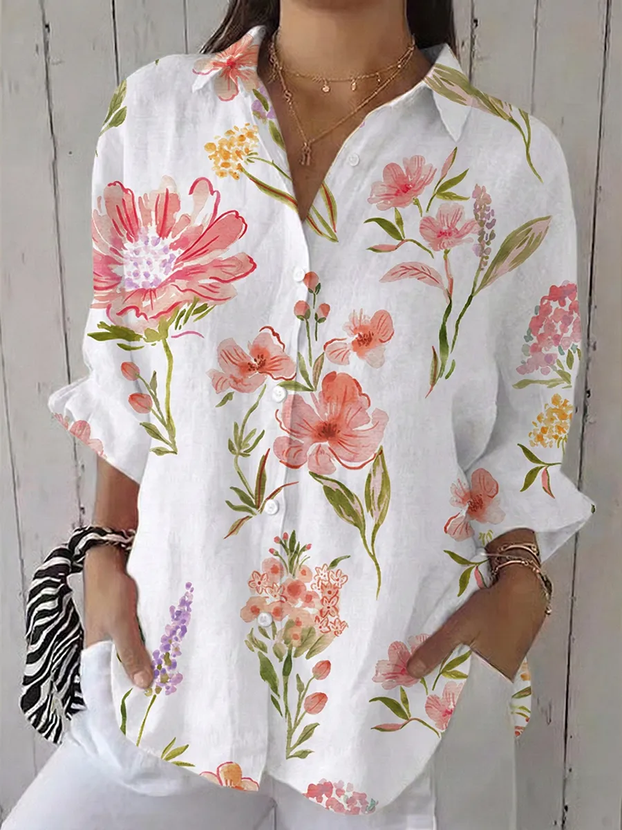 Women's Casual Retro Floral Art Shirt
