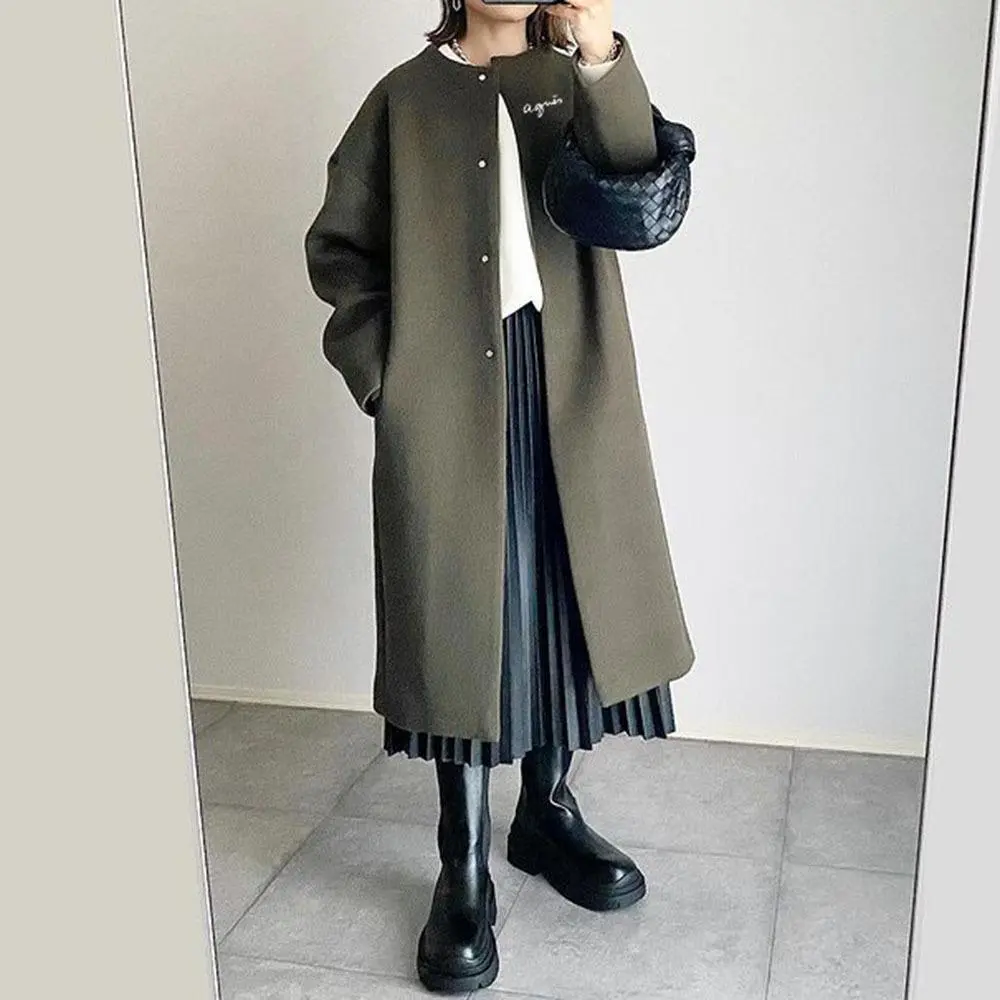 Light cooked style loose mid-length coat