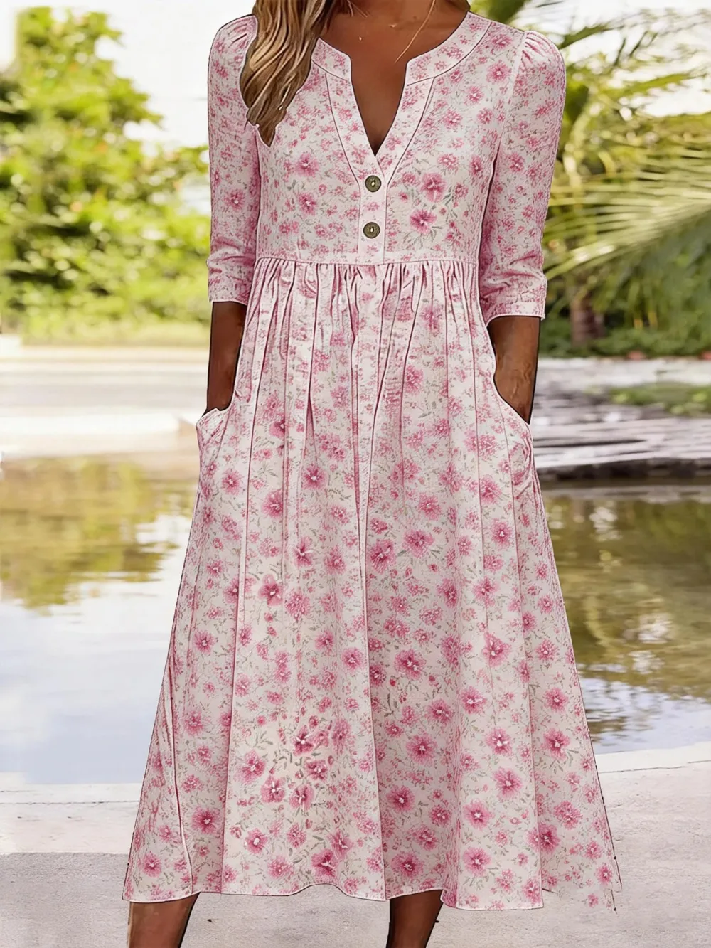 Women's Casual Cotton Floral Dress