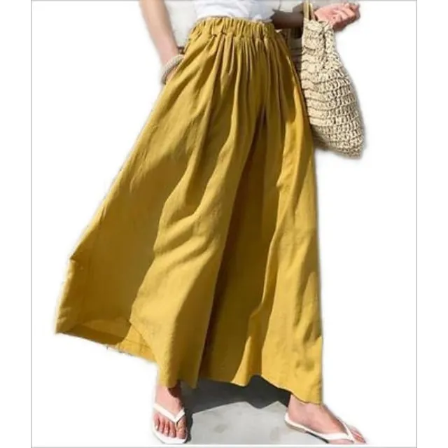 Women's Culottes Wide Leg Linen Pants Maillard Ankle-Length Faux Linen Pocket Baggy Mid Waist Streetwear Chino Casual Daily Light Gray 4 One-Size Spring & Summer Fall