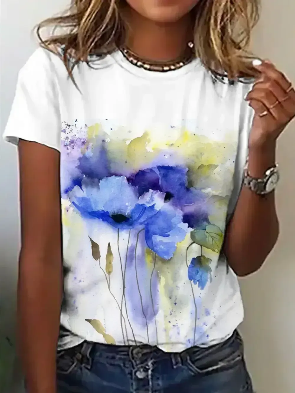 Printed Short Sleeve T-shirt Top