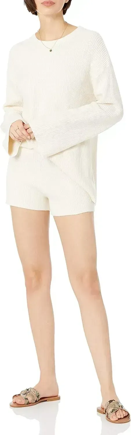 Women's Alice Crewneck Back-Slit Ribbed Pullover Sweater