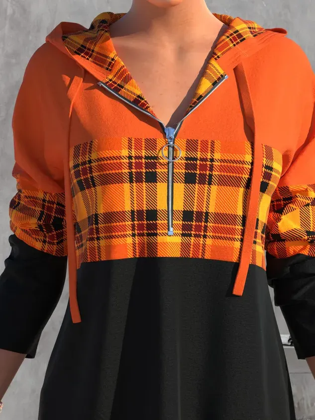 Casual Hoodie Plaid Hoodie