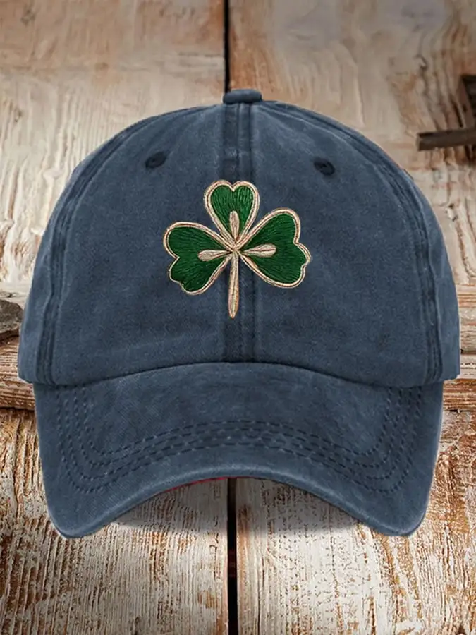 Unisex Embroidered Leaf Clovers Print Baseball Cap