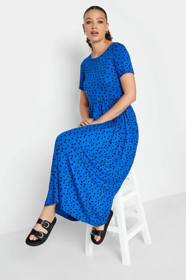 LTS Tall Cobalt Blue Polka Dot Maxi Dress