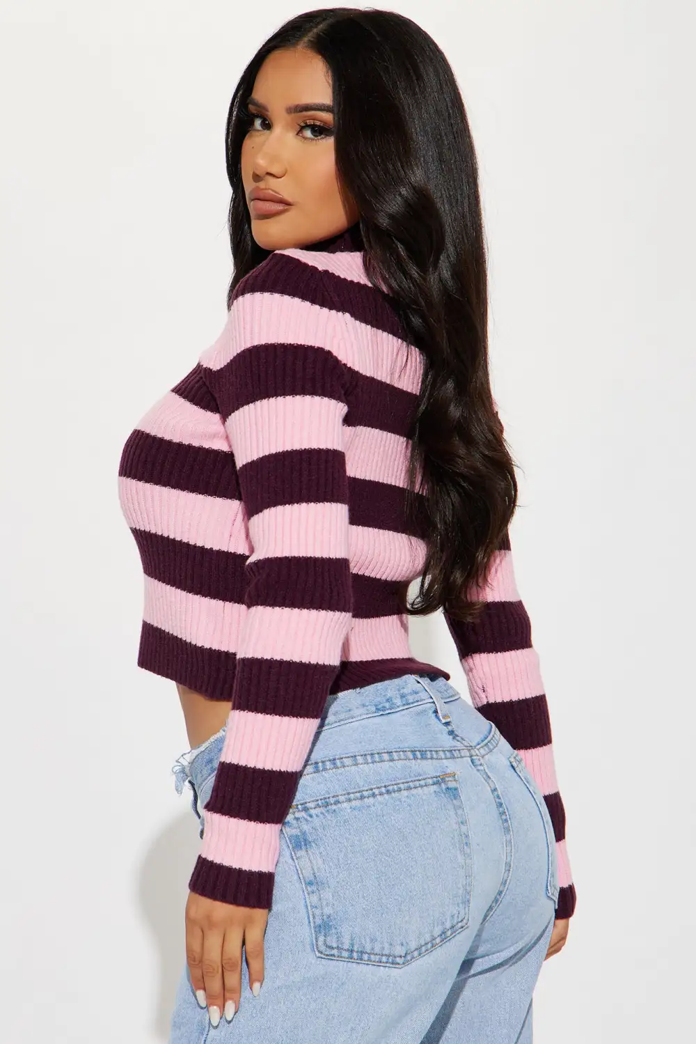 Loved The Most Striped Sweater - Pink/combo