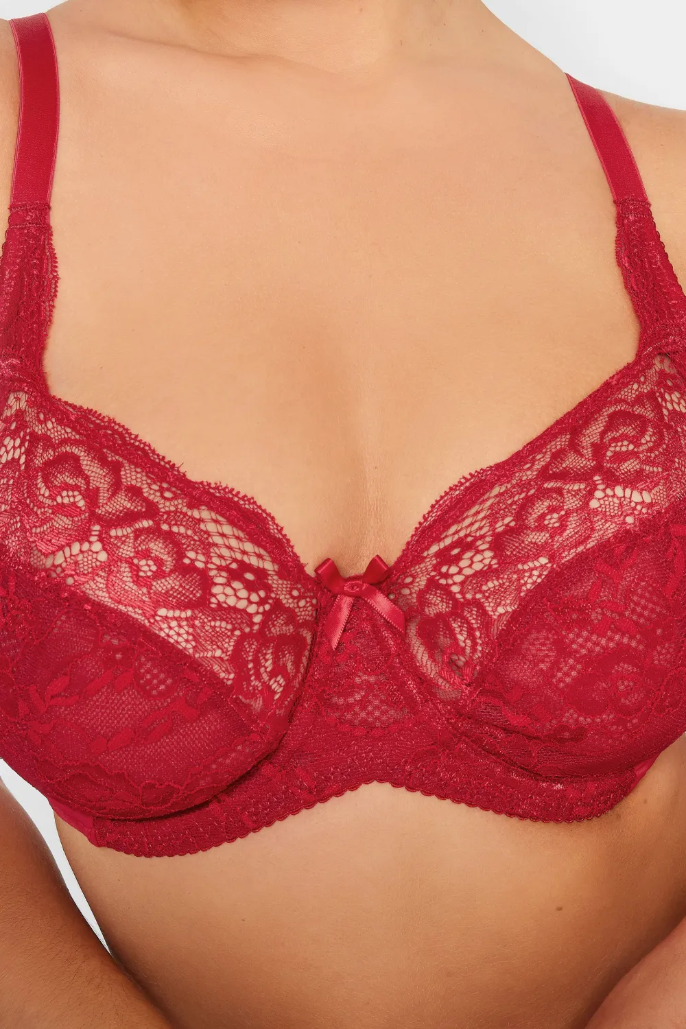 YOURS Black Stretch Lace Non-Padded Underwired Balcony Bra