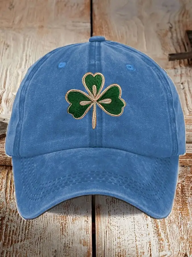 Unisex Embroidered Leaf Clovers Print Baseball Cap