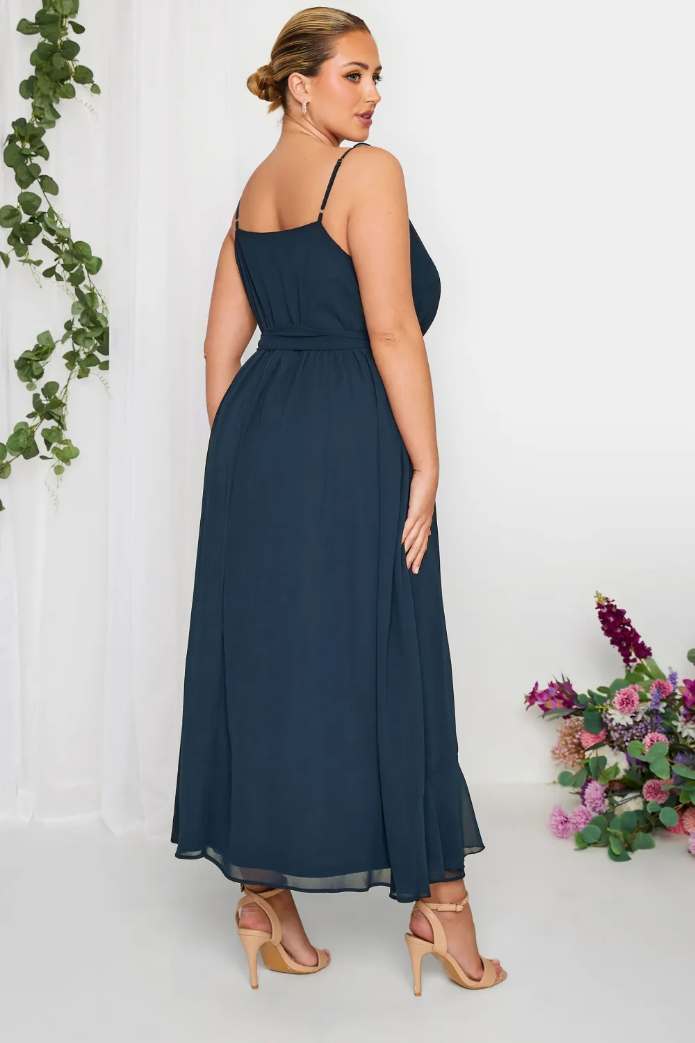 YOURS LONDON Curve Navy Blue Ruffle Wrap Dress