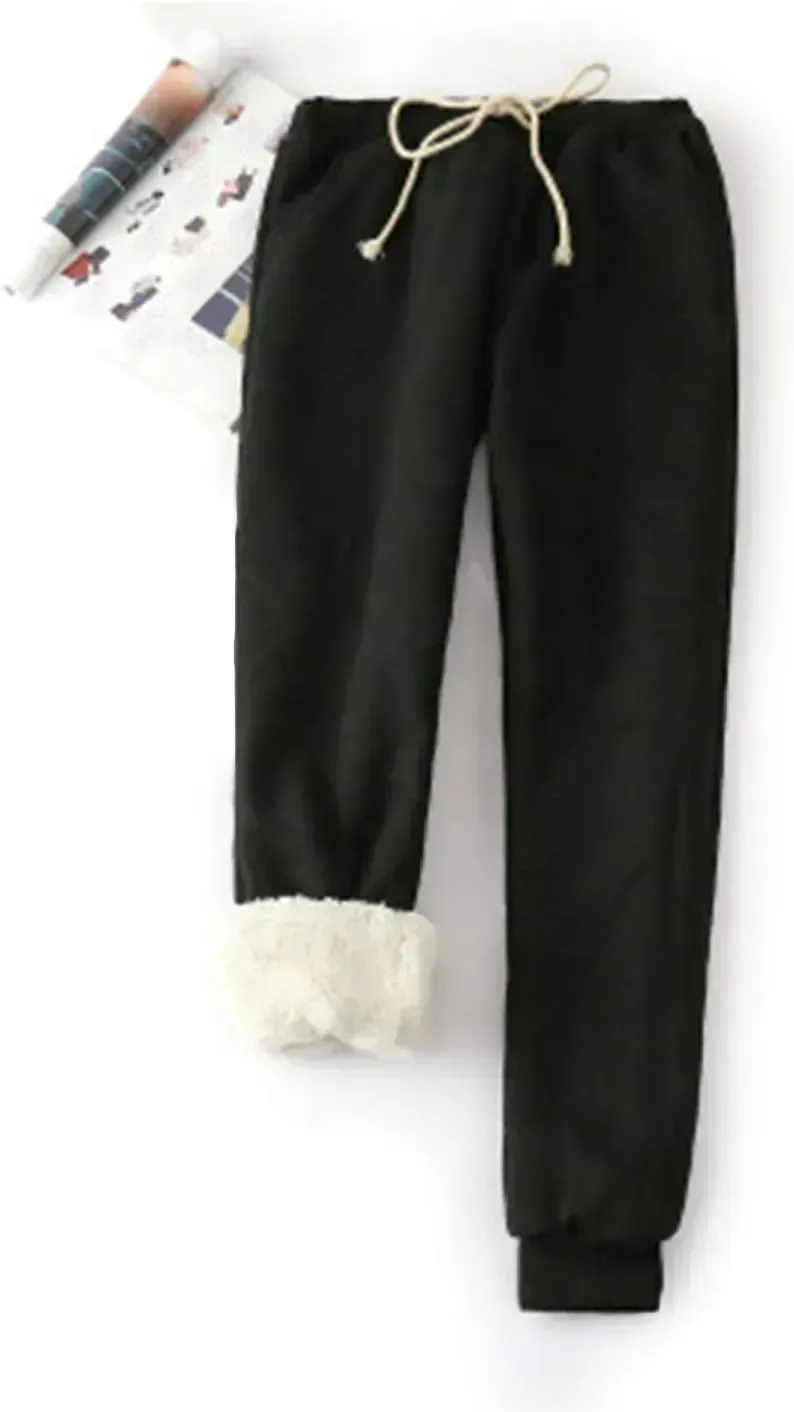 Women's Winter Warm Athletic Sweatpants Sherpa Lined Joggers Fleece Pants