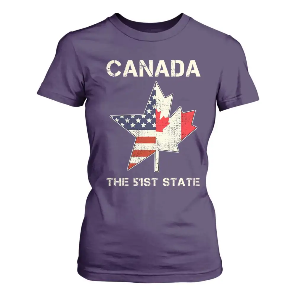 Canada The 51st State T Shirt For Women Maple Canadian American Flag TS09