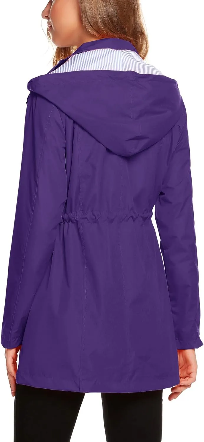 Womens Lightweight Hooded Waterproof Active Outdoor Rain Jacket S-XXL