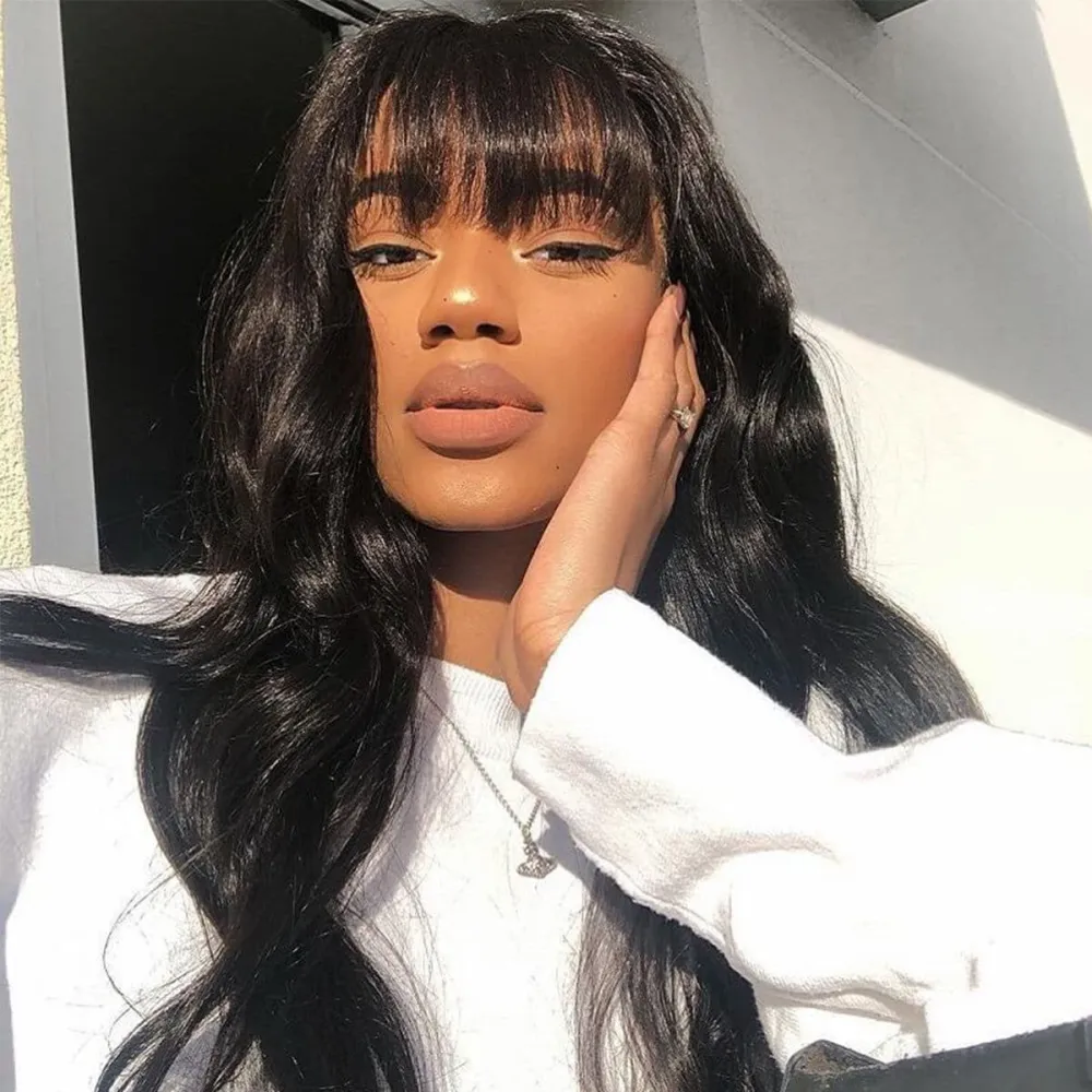 HD Lace Wear Go Glueless Wigs 5x5 Lace Human Hair Wigs With Bangs Straight Hair/ Body Wave