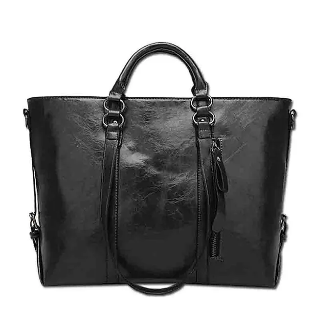 Women's Handbag Crossbody Bag Tote PU Leather Outdoor Office Shopping Zipper Large Capacity Solid Color Orange