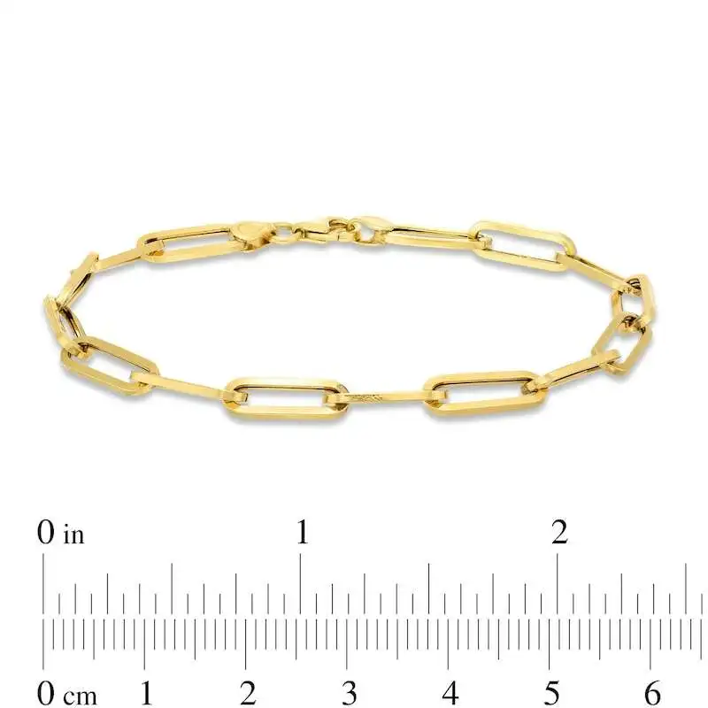 Hollow Paperclip Bracelet 10K Yellow Gold 7.5