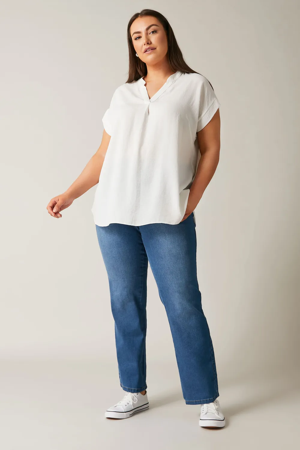 EVANS Curve Blue Mid Wash Straight Leg Jeans