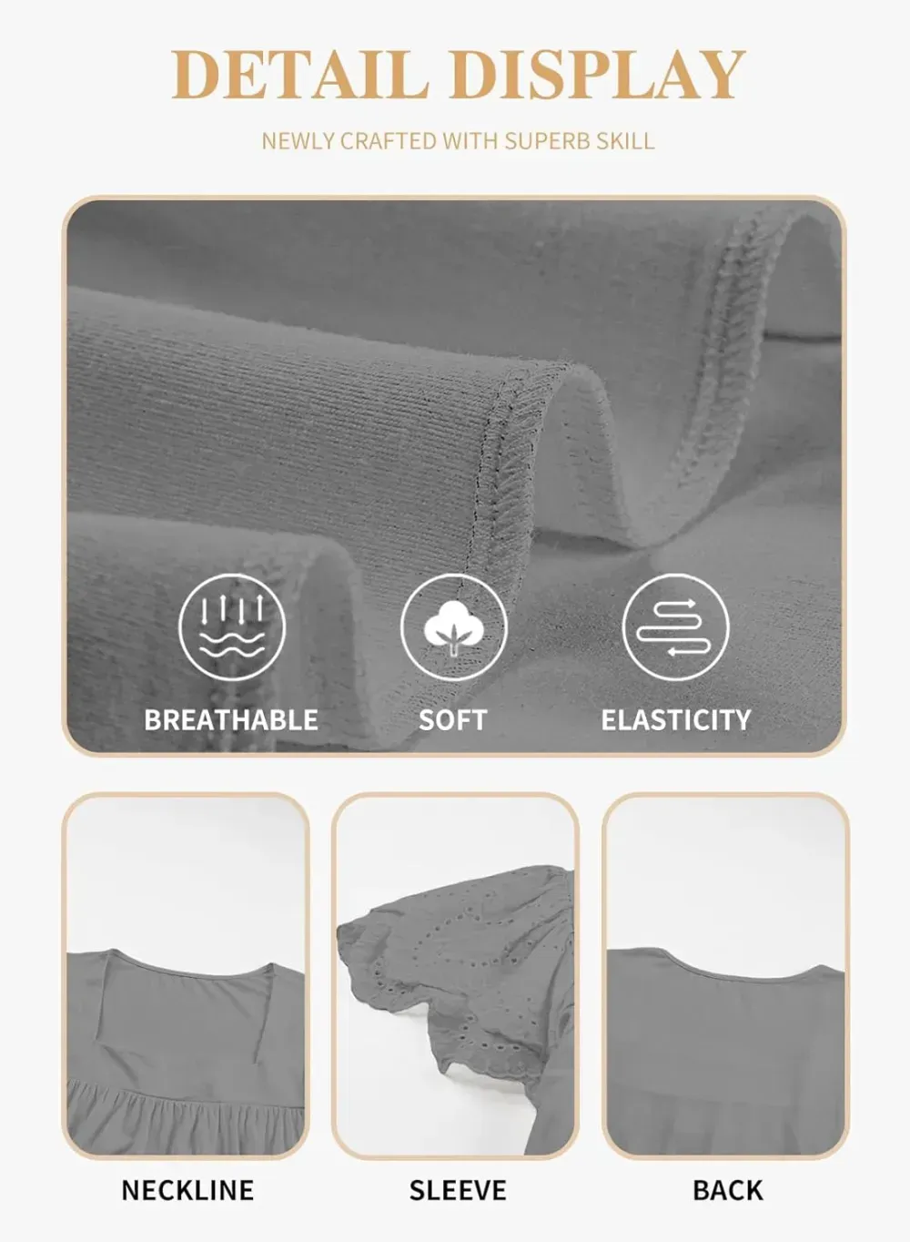 Eytino Womens Plus Size Tops Ruffle Short Sleeve Square Neck Summer Loose Casual Tee Shirts(1X-5X)