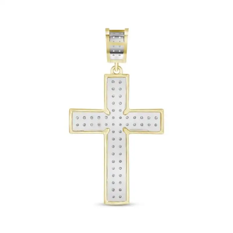 Men's Diamond Cross Pendant 1/5 ct tw Round-cut 10K Yellow Gold