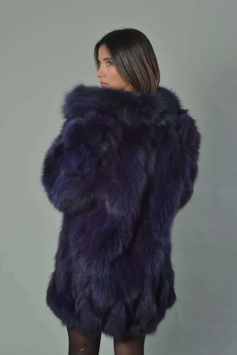 Purple  Fox Fur Coat