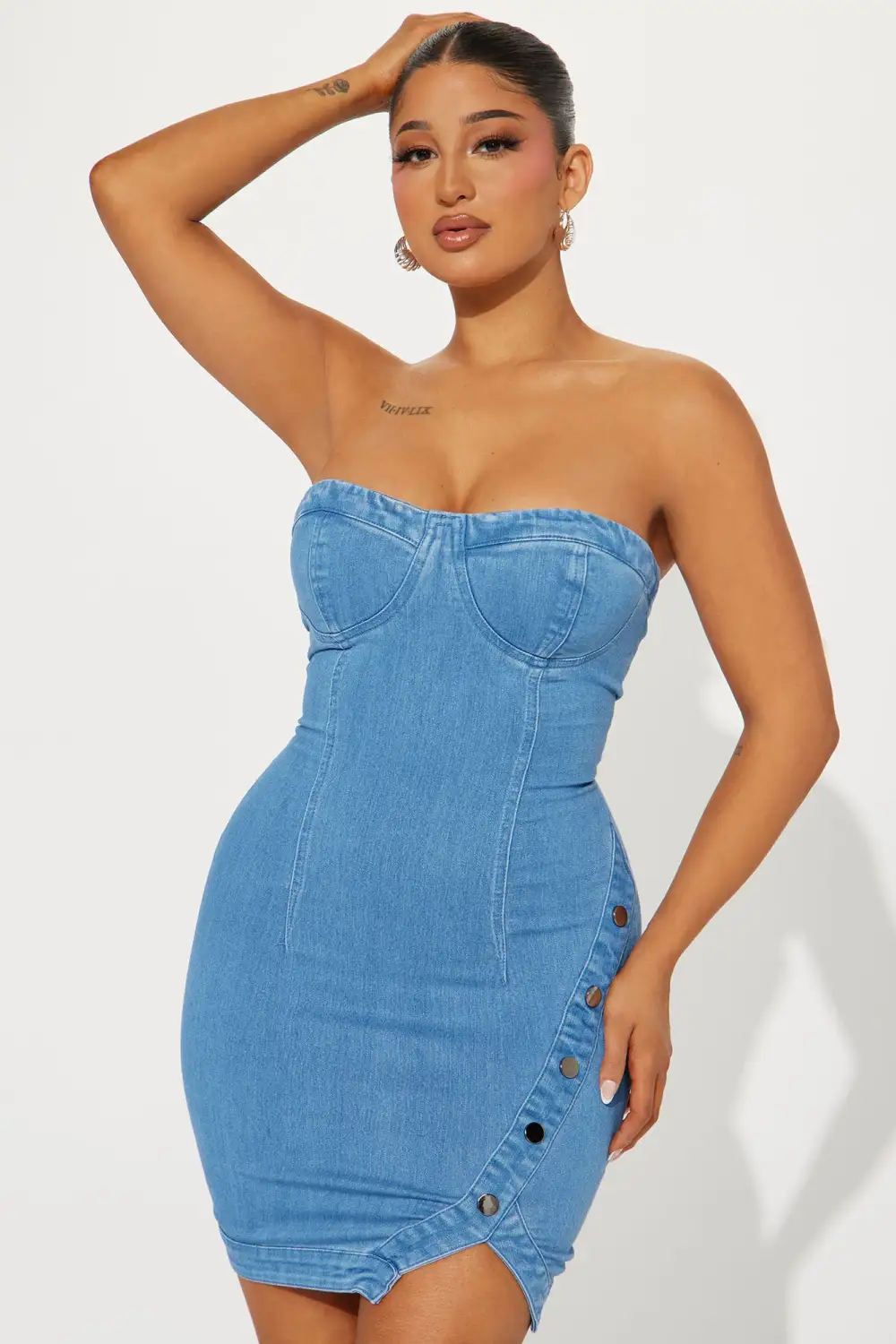 Lunette Denim Mini Dress - Medium Wash