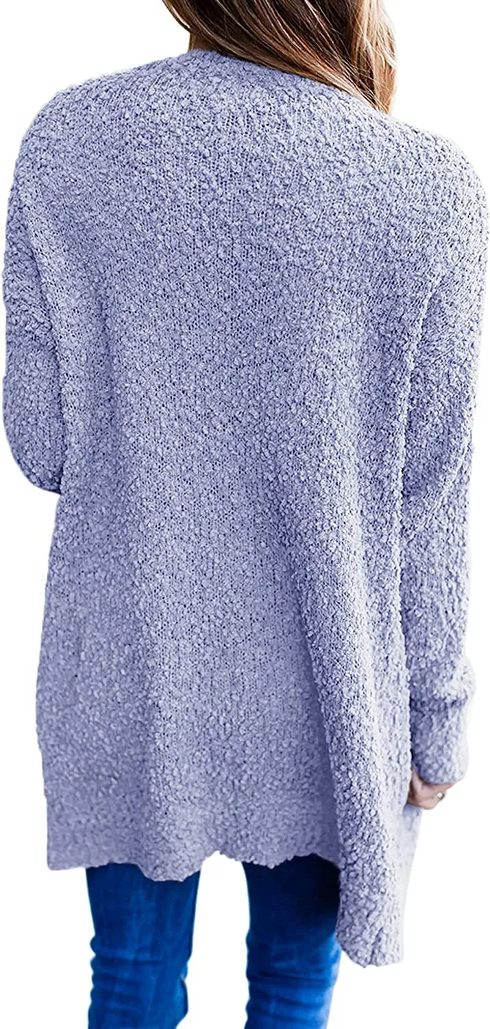 Women's Long Sleeve Soft Chunky Knit Sweater Open Front Cardigans Outwear Coat