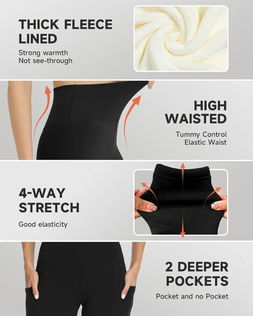 Fleece Lined Leggings for Women – Thick Winter Warm Thermal High Waisted Tummy Control Workout Yoga Pants