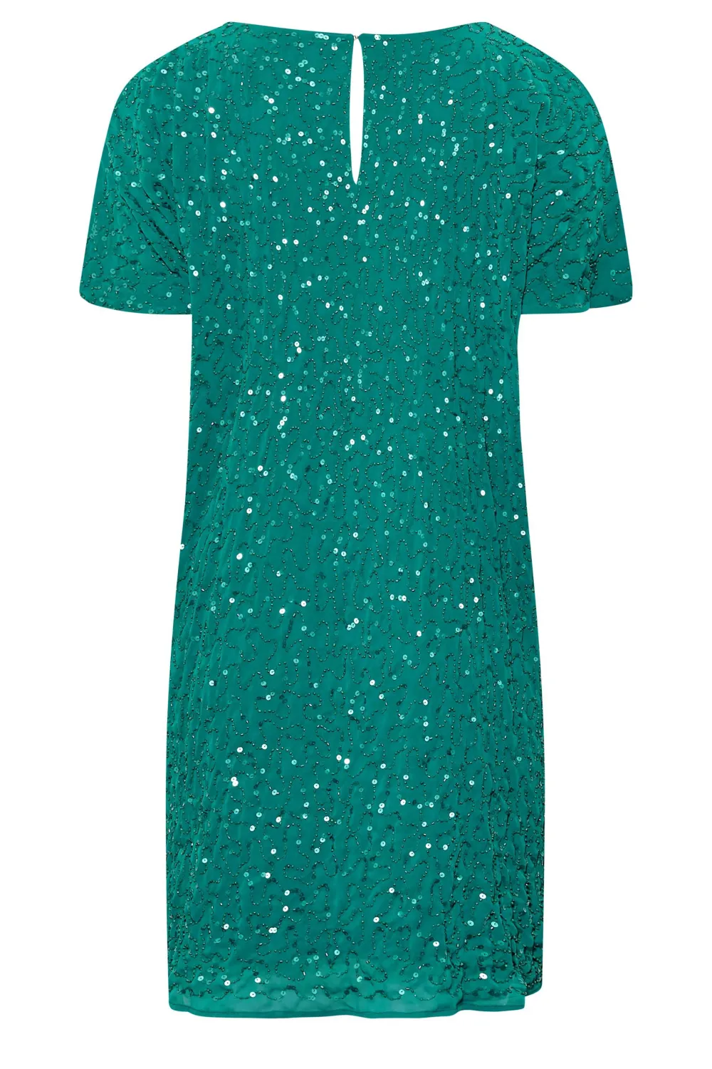 LUXE Curve Teal Green Sequin Hand Embellished Cape Dress